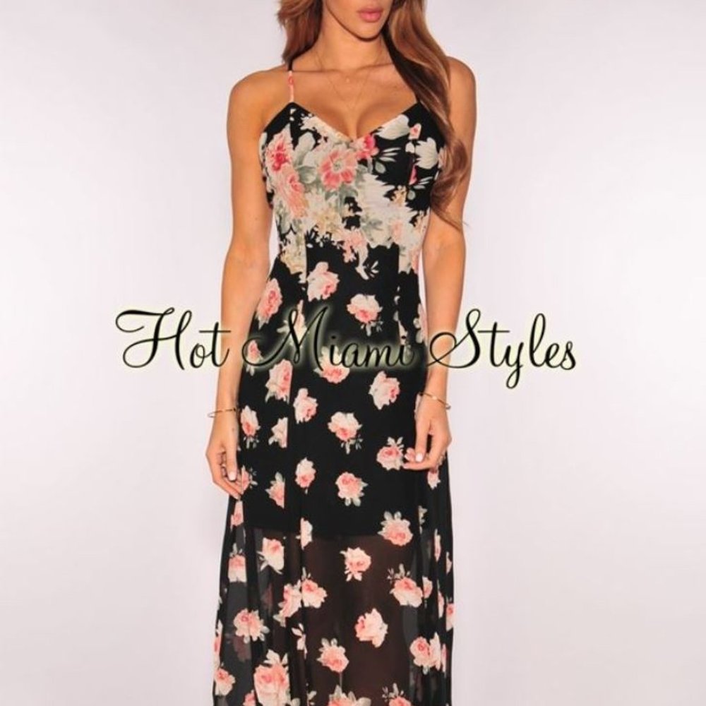 Fashionomics Flower Print Cross-back Maxi Dress, S, New In Bag